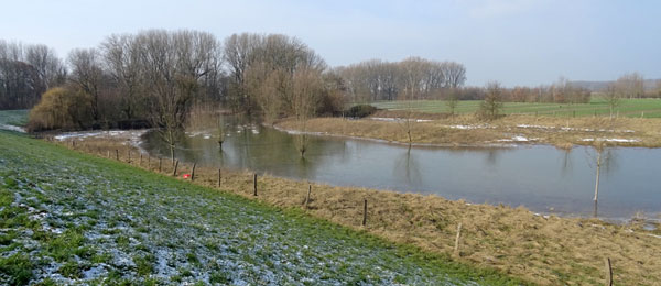 Blick von Osten auf Flutmulde und Frohnweiher