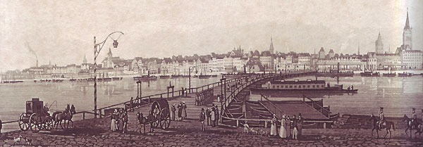 Deutzer Schiffbrücke um 1845